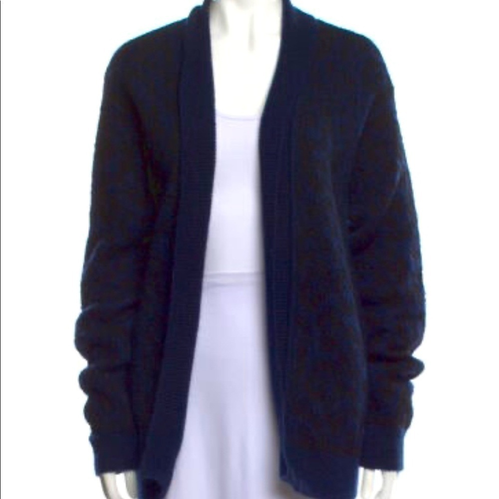 Iro Stema Navy Leopard Print Open Shawl Cardigan … - image 1